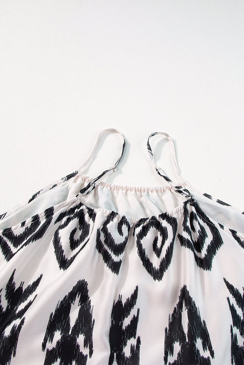 Bohemian Aztec Print H Line Halter Maxi Dress