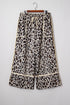 Exposed Seam Patched Pocket Leopard Wide Leg Bottoms