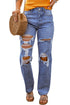 Heavily Distressed Big Hole Denim Boyfriend Jeans