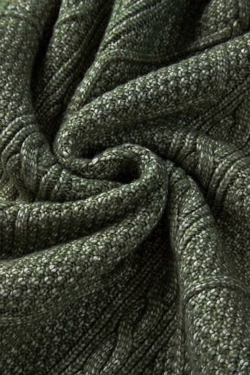 Long Sleeve Cable Knit Crew Neck Sweater Dress