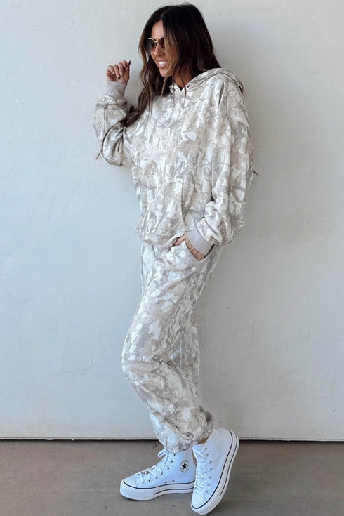 Abstract Print Long Sleeve Elastic Waist Pant Set