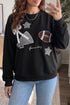 Gingham Patch Embroidered Rugby Print Stars Sweatshirt
