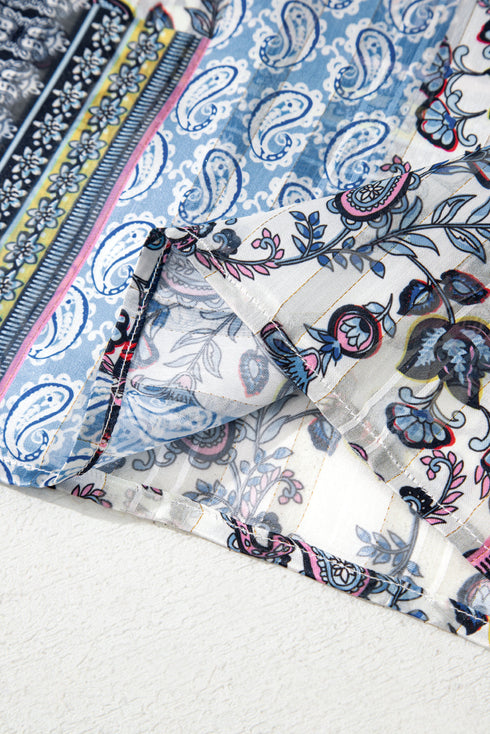 Bohemian Patchwork Print Open Front Resort Kimono