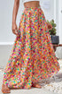 Bohemian Floral Print Tiered A Line Long Skirt