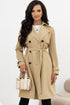 Modern Solid Lapel Collar Waist Tie Wind Coat