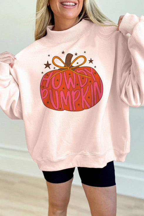 Polyester Blessed Pumpkin Graphic Mock Neck Sweatshirt