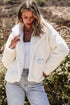 Faux Fur Fleece Button Front Pocketed Lapel Jacket