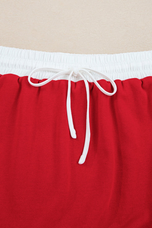 Varsity Stripe Contrast Trim Pullover Skort Two Piece Dress