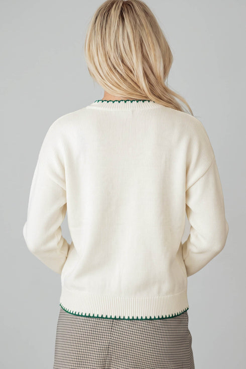 Viscose Polyester Blend Applique Stitched Tree Sweater