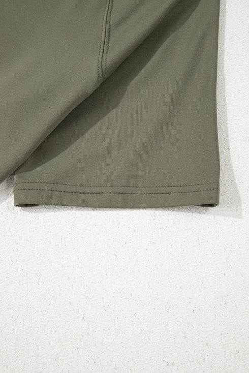 Smocked Raw Hem Loose Tee Wide Leg Pant Sets