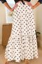 Vintage Polka Dot Print Ruffled Slit Maxi Skirt