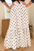 Vintage Polka Dot Print Ruffled Slit Maxi Skirt