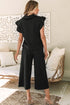 Textured Ruffle Sleeve Top Wide Leg Pant Set