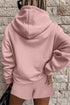 Button Drawstring Hooded Pullover Casual Short Set