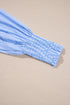 Tailored Pinstripe Button Front Smocked Cuff Blouse