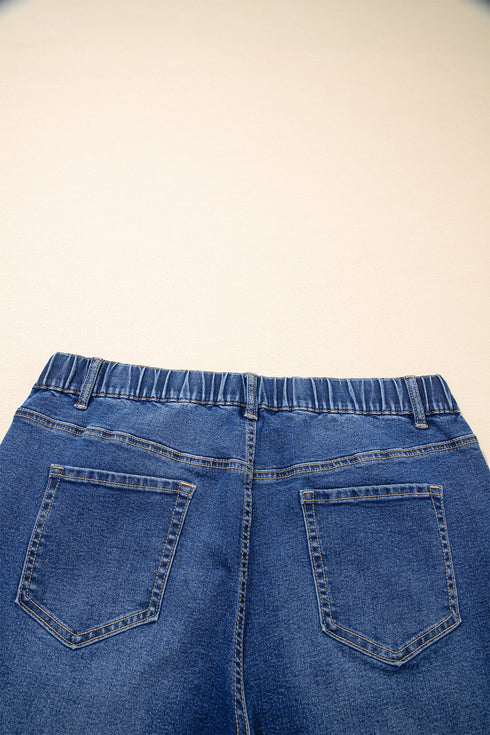 Washed Denim Lace Up Detail Statement Jeans