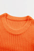 Ribbed Knit Round Neck Slouchy Chunky Sweater