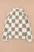 Checkered Plaid Sherpa Fleece Snap Button Jacket