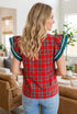 Plaid V Neck Short Sleeve Shift Silhouette Blouse