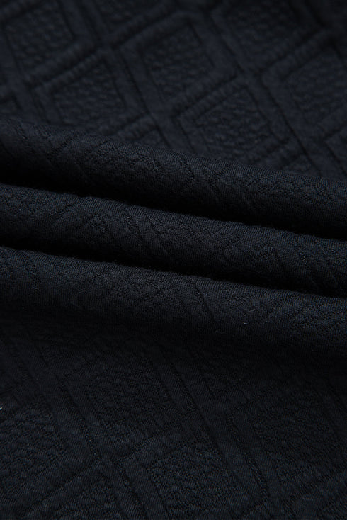 Textured Striped Collared Zip Up Two Piece Dress