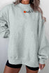 Hello Embroidered Pumpkin Graphic Mock Neck Sweatshirt