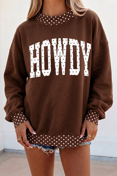 Howdy Polka Dot High Neck Baggy Pullover Sweatshirt
