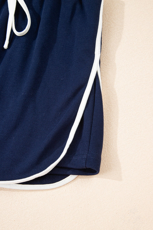 Varsity Stripe Contrast Trim Pullover Skort Two Piece Dress