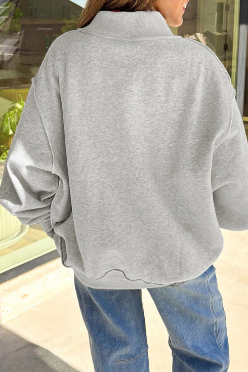 Sequined Pumpkin Graphic Exposed Seam Mock Neck Sweatshirt