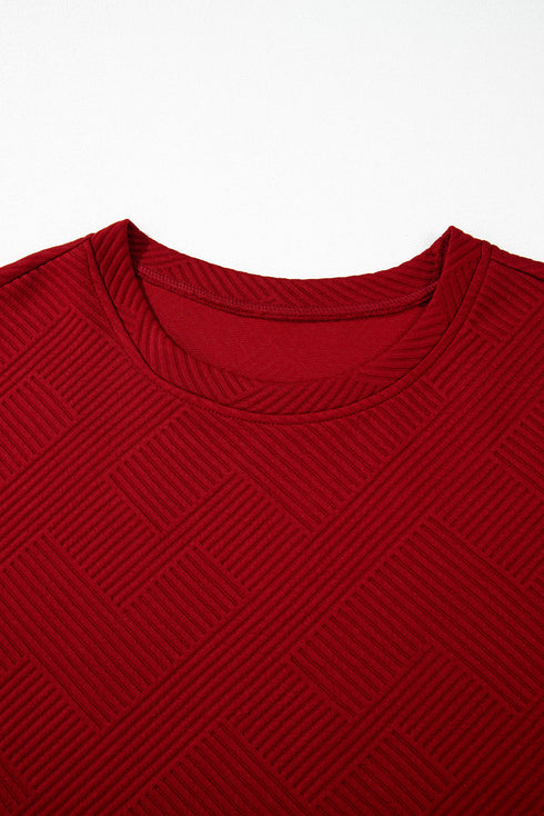 Textured Solid Loose Fit Wide Leg Pant Set