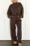 Piping Trim Mock Neck Relaxed Pullover Pant Set