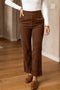 Corduroy Elastic Waist Straight Leg Ankle Length Pants