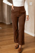 Corduroy Elastic Waist Straight Leg Ankle Length Pants
