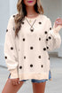 Playful Polka Dot Relaxed Split Hem Pullover Top