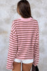 Striped Collared Long Sleeve Straight Cut Top