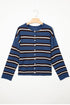 Acrylic Striped Pattern Drop Shoulder Button Cardigan