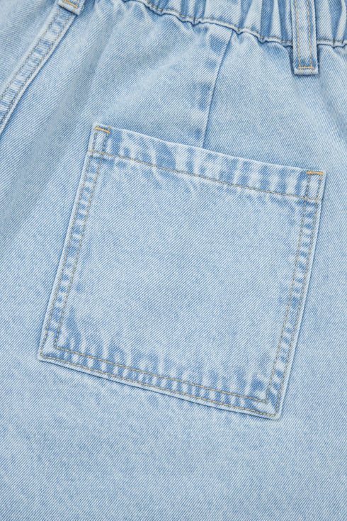 Beaded Side Slit Frayed Pocketed Wide Leg Jeans