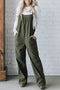 Buttoned Adjustable Strap Corduroy Bib Front Jumpsuit