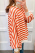 Graphic Textured Stripe Mock Neck Oversized Top