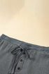 Textured Waffle Knit Buttoned Drawstring Short Set