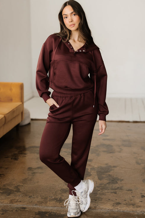 Active Solid Cropped Hoodie Drawstring Jogger Pant Set