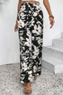 Bohemian Floral Print Smocked High Waist Wide Leg Pants