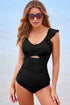 Ruffle Strap Cutout Wrapped Bodice Tankini Top