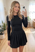 Bubble Hem Long Sleeve Elegant Silhouette Mini Dress