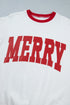 Letter Graphic Waffle Knit Textured Trim Slogan Pullover Sweatshirt