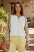 Polka Dot Button V Neck Long Sleeve Sweater
