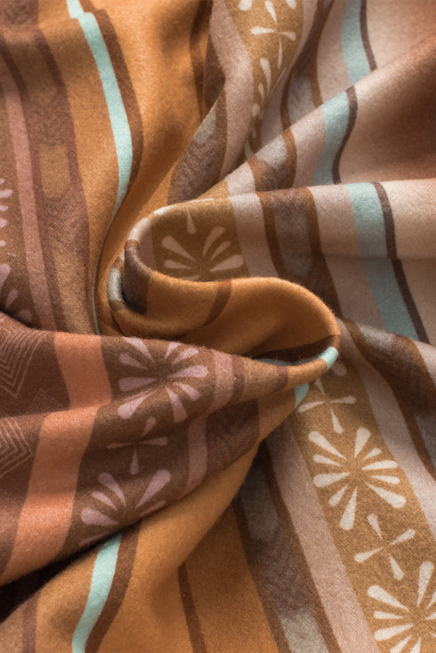 Geometric Print Fleece Button Down Shirt Jacket