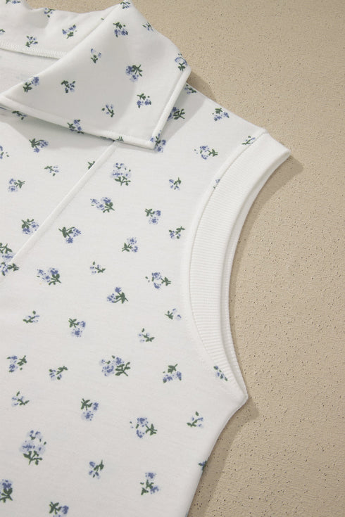 Floral Print Half Zip Top Matching Short Set