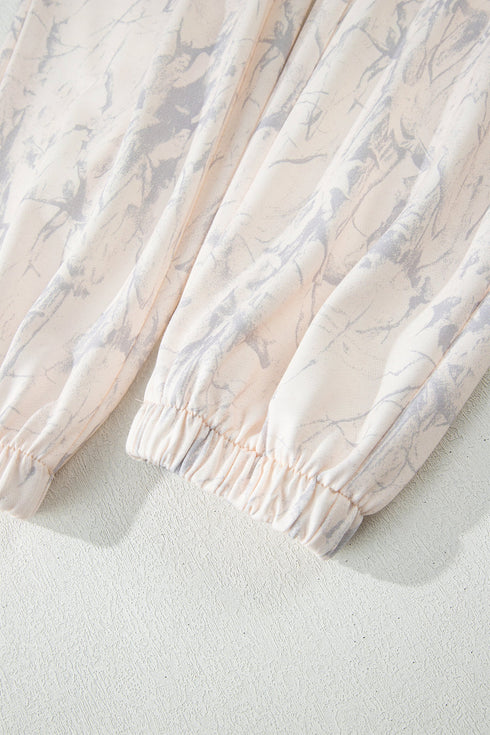 Camo Print Mock Neck Jogger Pant Set