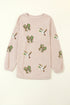 Sequin Mallard Bow Twisted Rib Oversized Western Sweatshirt
