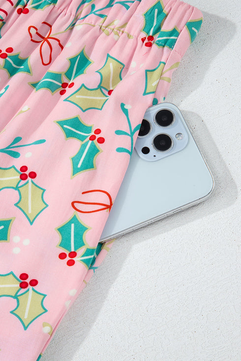 Floral Print Wide Leg Southern Belle Christmas Sleepwear